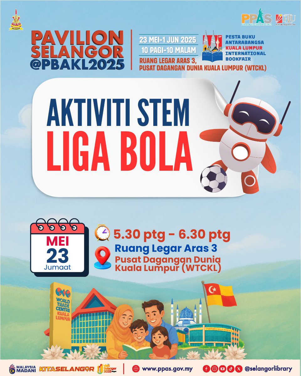 Program Hari Pertama di Pavilion Selangor di <a href="/KLIBF/">klibf.my</a> 

📍 Aras 3, Concourse, WTCKL

Jom datang dan nikmati pelbagai aktiviti menarik, pelancaran buku, sesi bersama penulis &amp; banyak lagi!

#SelangorPavilion 
#KLIBF2025 
#selangorlibrary