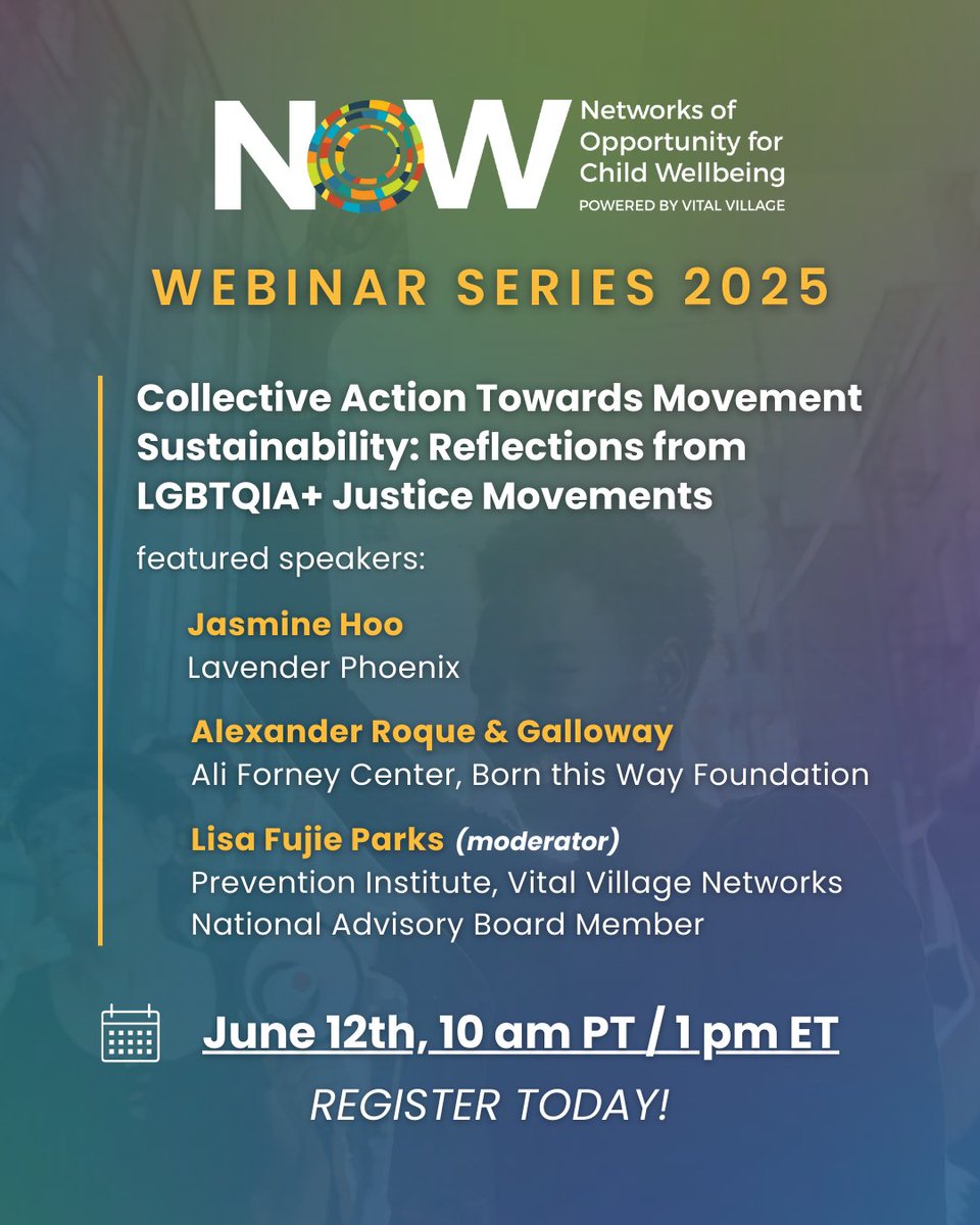 Register today! The 2025 NOW Webinar Series continues on June 12 at 1pm ET with Collective Action Towards Movement Sustainability: Reflections from LGBTQ+ Justice Movements. Register: cutt.ly/JUN2025_NOWWeb…