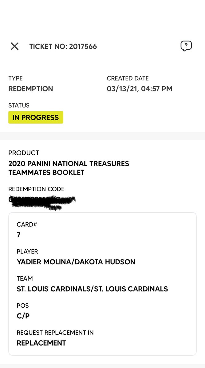 jaceawatson's tweet photo. @PaniniAmerica Will I ever get my redemption replacement? https://t.co/Of63FtZxzz