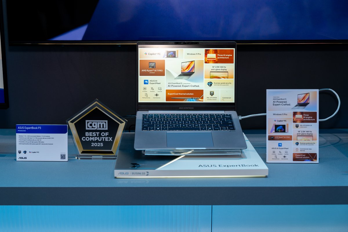 ASUS's tweet image. We’re bringing AI to the workspace with smarter, faster devices.
Visit the #ASUS booth at #COMPUTEX2025 to explore our latest business laptops, desktops, displays, and 5G routers—built for productivity, protection, and seamless connectivity.

asus.click/computex25_x

#AIforwork