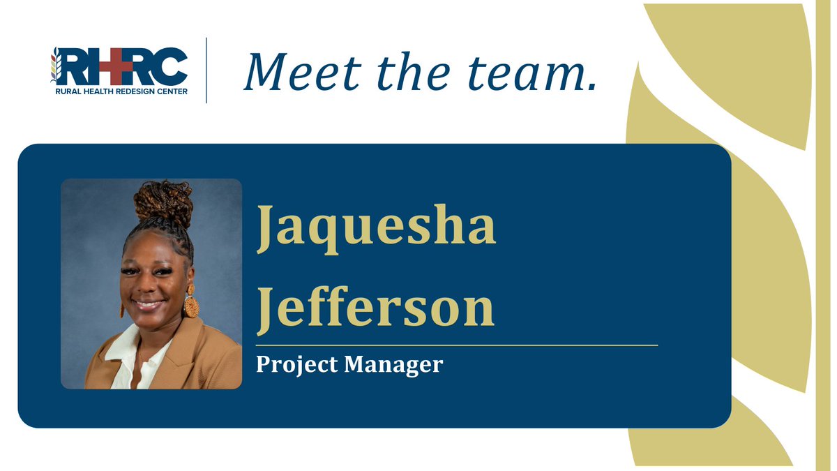 theRHRC's tweet photo. We are excited to introduce Jaquesha Jefferson, a valued member of our Project Management team. In her role, Jaquesha helps to facilitate smooth delivery of our projects to rural healthcare organizations across the country. #MeetTheTeam #RuralHealth https://t.co/X31tRVIa5K