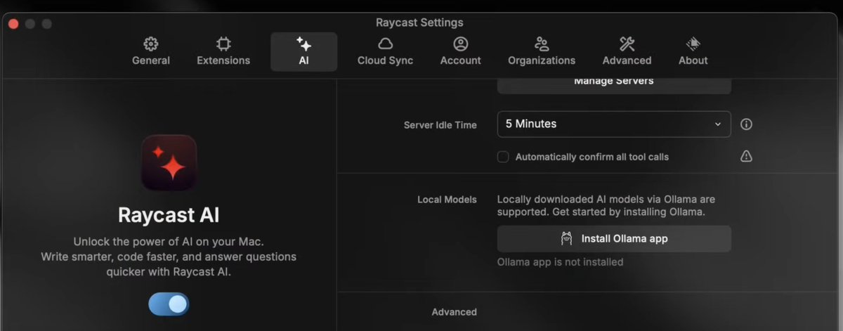 PSA for applications that use local AI models - here is how to do it right:

More and more applications are adding support for local AI models, which is great. But I notice that they are doing it the wrong way (see the screenshots below).

The right way to do it is to add a