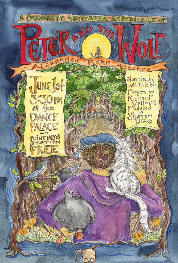 Thursday night at 5pm on Community Buzz! Sharron Drake's Peter and the Wolf charms the Dance Palace on June 1. We'll hear a preview on KWMR... tune in! kwmr.org