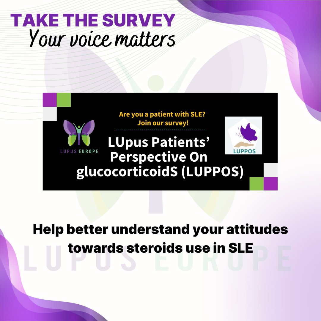Lupus Europe (@lupuseurope) on Twitter photo 🦋Participate in the #LUPPOS Survey!
📊This study by <a href="/cristianasieiro/">Cristiana Sieiro Santos</a> <a href="/sarahdyball1/">Sarah Dyball</a> <a href="/elis_chessa/">elisabetta chessa</a> <a href="/kunalchandwar/">Kunal Chandwar</a> & <a href="/gomezg_alvaro/">Alvaro Gomez</a> aims to identify the habits and attitudes towards the use, management & withdrawal of glucocorticoids among those living with #SLE.
🔗 Links below!👇 🦋Participate in the #LUPPOS Survey!
📊This study by <a href="/cristianasieiro/">Cristiana Sieiro Santos</a> <a href="/sarahdyball1/">Sarah Dyball</a> <a href="/elis_chessa/">elisabetta chessa</a> <a href="/kunalchandwar/">Kunal Chandwar</a> & <a href="/gomezg_alvaro/">Alvaro Gomez</a> aims to identify the habits and attitudes towards the use, management & withdrawal of glucocorticoids among those living with #SLE.
🔗 Links below!👇