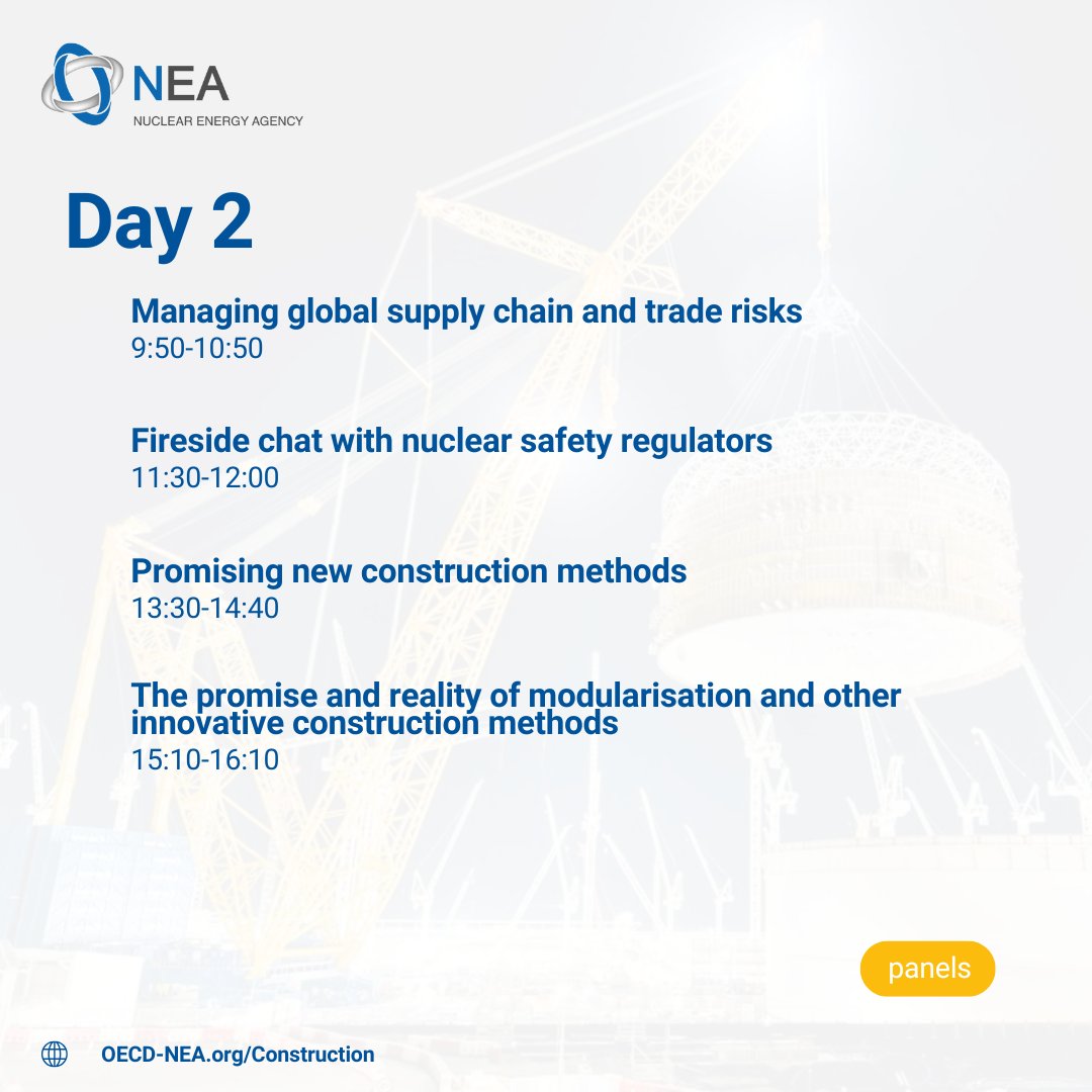 OECD_NEA's tweet image. ⏰ There is still time to register for the International Conference on Excellence in Nuclear Construction which brings together thought leaders in #construction, #supplychain &amp;amp; #contracting. 

Check out the list of panels &amp;amp; find out more 🔗 oecd-nea.org/jcms/pl_102718…
