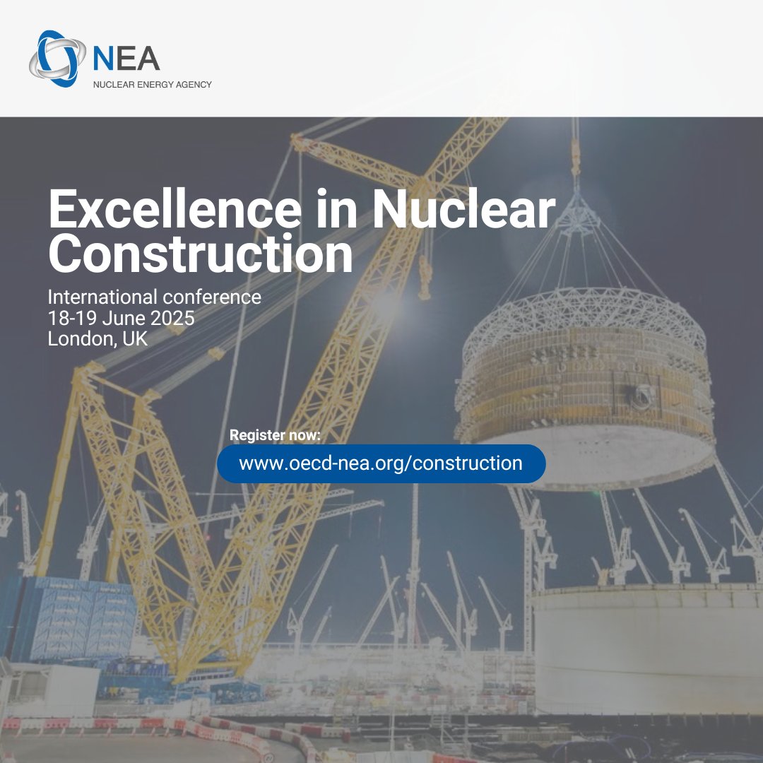 OECD_NEA's tweet image. ⏰ There is still time to register for the International Conference on Excellence in Nuclear Construction which brings together thought leaders in #construction, #supplychain &amp;amp; #contracting. 

Check out the list of panels &amp;amp; find out more 🔗 oecd-nea.org/jcms/pl_102718…