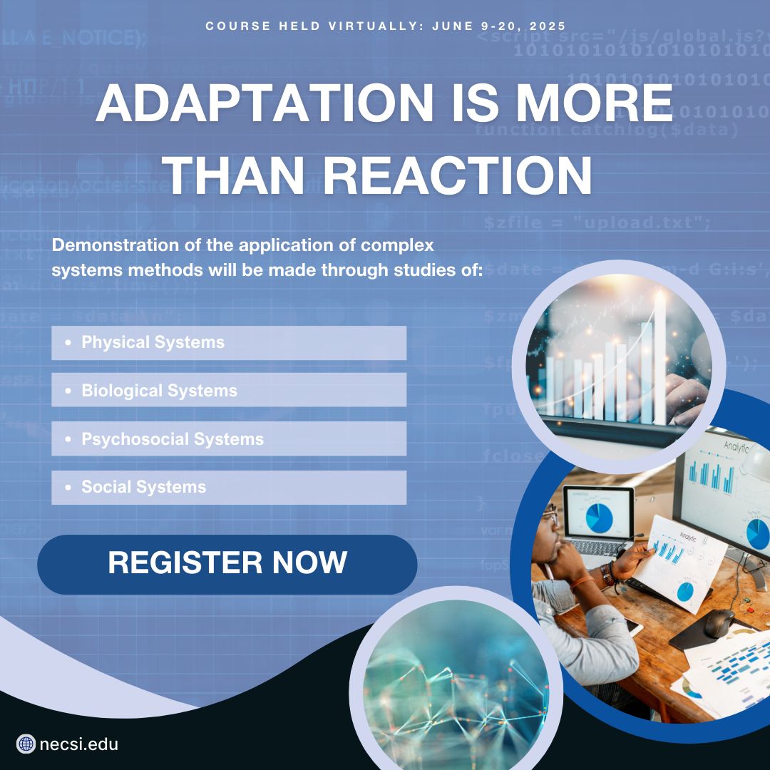 Through a complexity lens, we explore how systems absorb shocks, where tipping points emerge, and what long-term strategies are possible in the face of climate instability.

Use code Complexityonline25% at checkout for network pricing
necsi.edu/concepts-and-a…