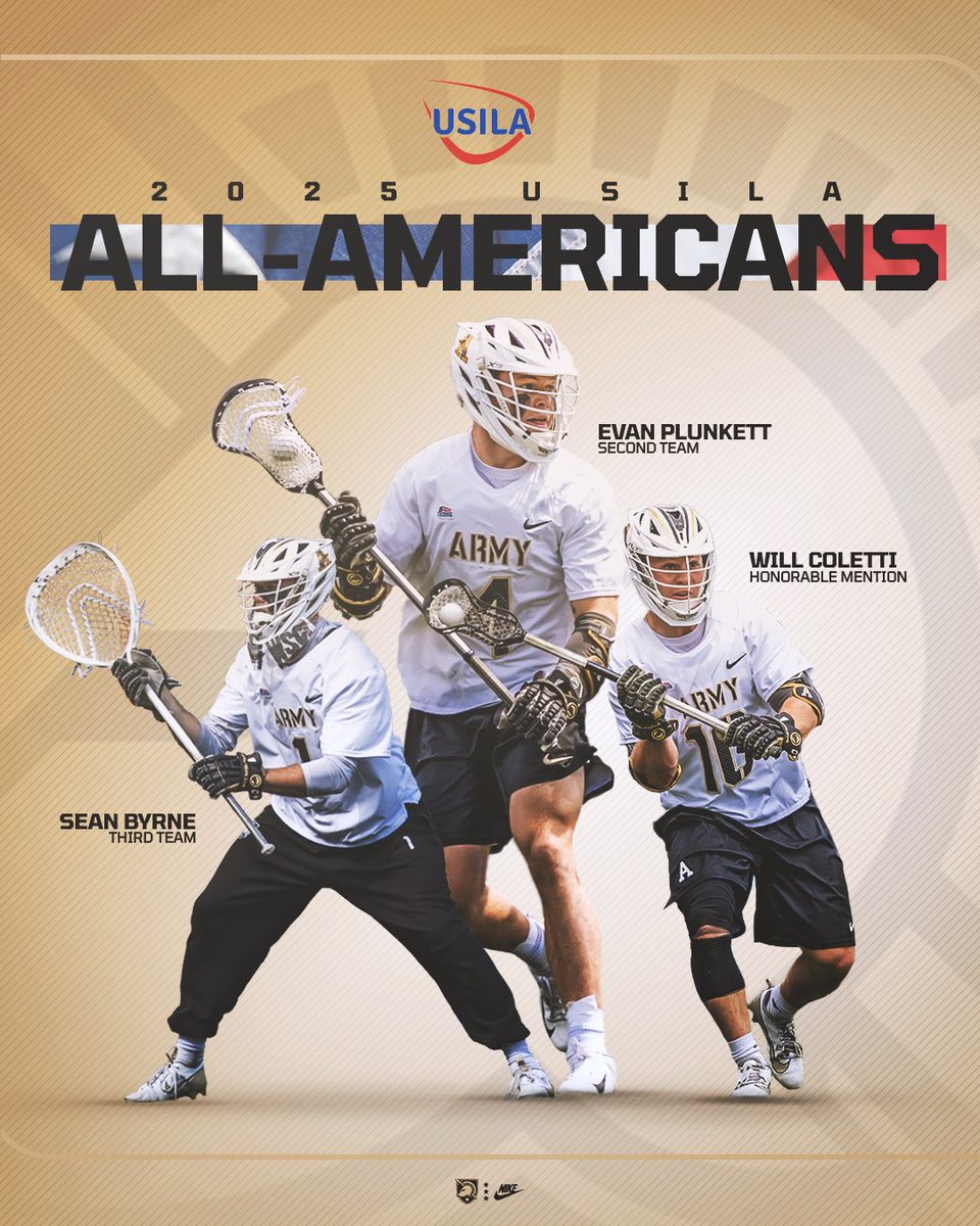 Army Men's Lacrosse (@armywp_mlax) on Twitter photo πππππ ππ₯π₯-ππ¦ππ«π’πππ§π¬ πΊπΈπ«‘
SEVEN of our guys earned USILA All-American honors with Jackson Eicher, Christian Fournier, Christian Mazur, and AJ Pilate earning first team honors!
π goarmywestpoint.com/news/2025/5/22β¦
#GoArmy | #FamilyToughnessTradition πππππ ππ₯π₯-ππ¦ππ«π’πππ§π¬ πΊπΈπ«‘
SEVEN of our guys earned USILA All-American honors with Jackson Eicher, Christian Fournier, Christian Mazur, and AJ Pilate earning first team honors!
π goarmywestpoint.com/news/2025/5/22β¦
#GoArmy | #FamilyToughnessTradition