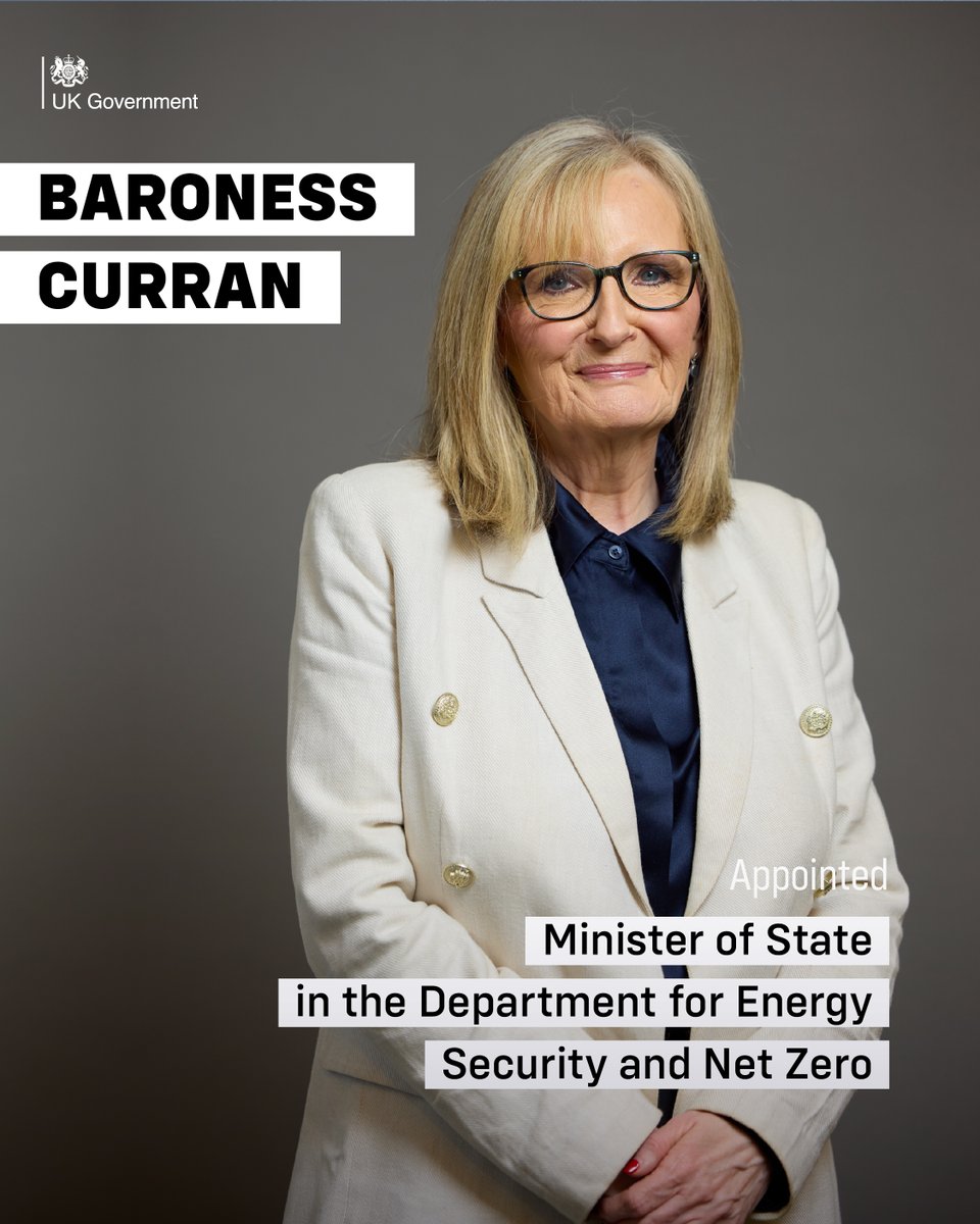 Department for Energy Security and Net Zero (@energygovuk) on Twitter photo Following the retirement of <a href="/LordPhilofBrum/">Philip Hunt</a>, Baroness Curran <a href="/Margaret_Curran/">Margaret Curran</a> has been appointed Minister of State in the Department for Energy Security and Net Zero <a href="/energygovuk/">Department for Energy Security and Net Zero</a>
gov.uk/government/new… Following the retirement of <a href="/LordPhilofBrum/">Philip Hunt</a>, Baroness Curran <a href="/Margaret_Curran/">Margaret Curran</a> has been appointed Minister of State in the Department for Energy Security and Net Zero <a href="/energygovuk/">Department for Energy Security and Net Zero</a>
gov.uk/government/new…