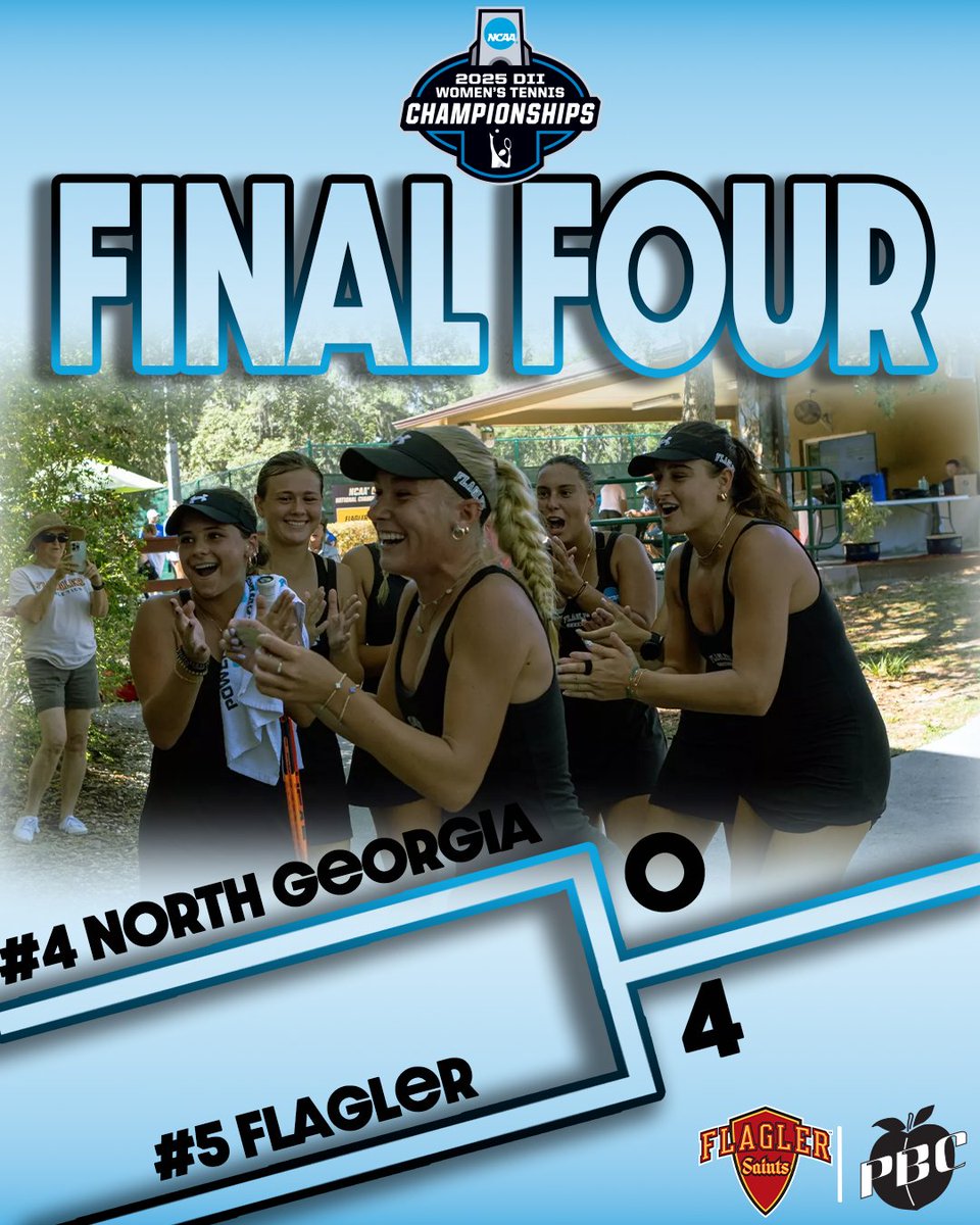 Final Four!!!!

Flagler Women's Tennis are headed to the Final Four where they'll face #1 Barry on Saturday at 9:00am🤩🏆

#PBCDOMINANT