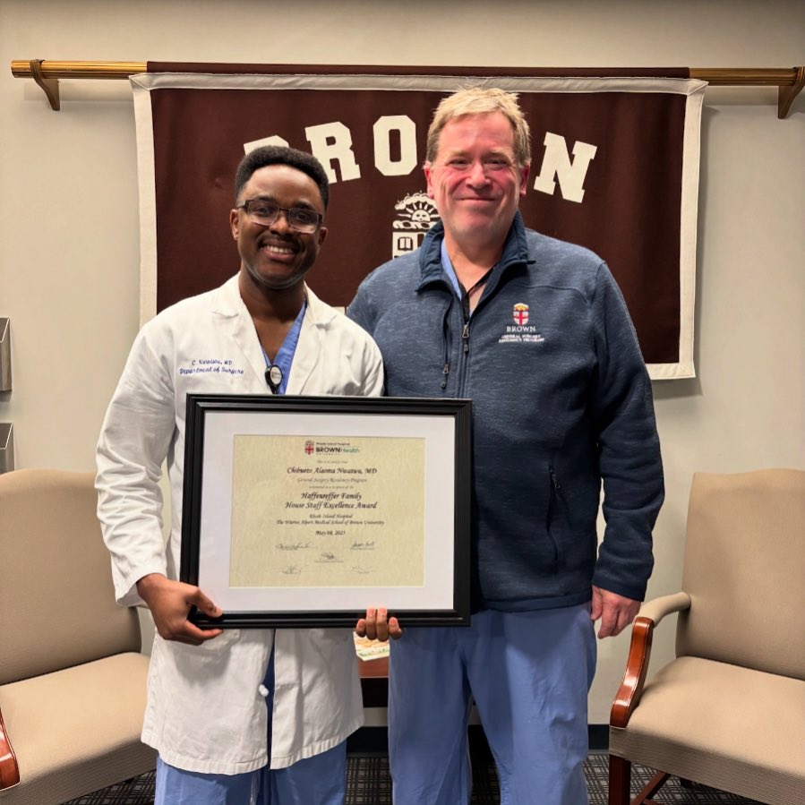 Congratulations to Dr. Chibueze Nwaiwu who won the Haffenreffer Family House Staff Excellence Award this year! Awardees are selected based on their exceptional qualities in clinical service, professionalism, leadership, and/or academics. We are so proud! 🎉