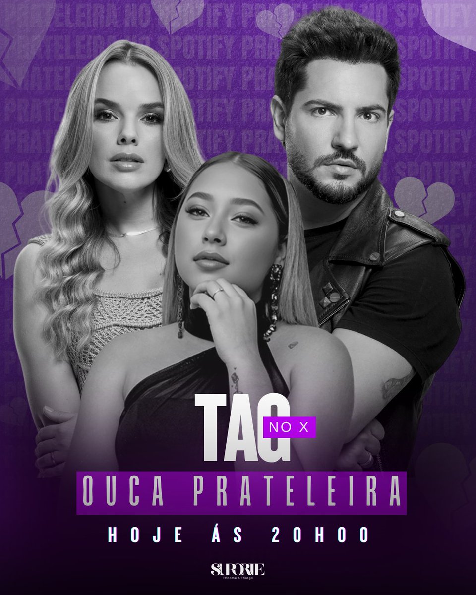 Hoje às 20h00 temos um encontro marcado aqui no X para subir essa tag. Bora divulgar essa música para o mundo? Contamos com vocês para mais essa missão!! 💜✨️

#ThaemeeThiago #MariliaTavares