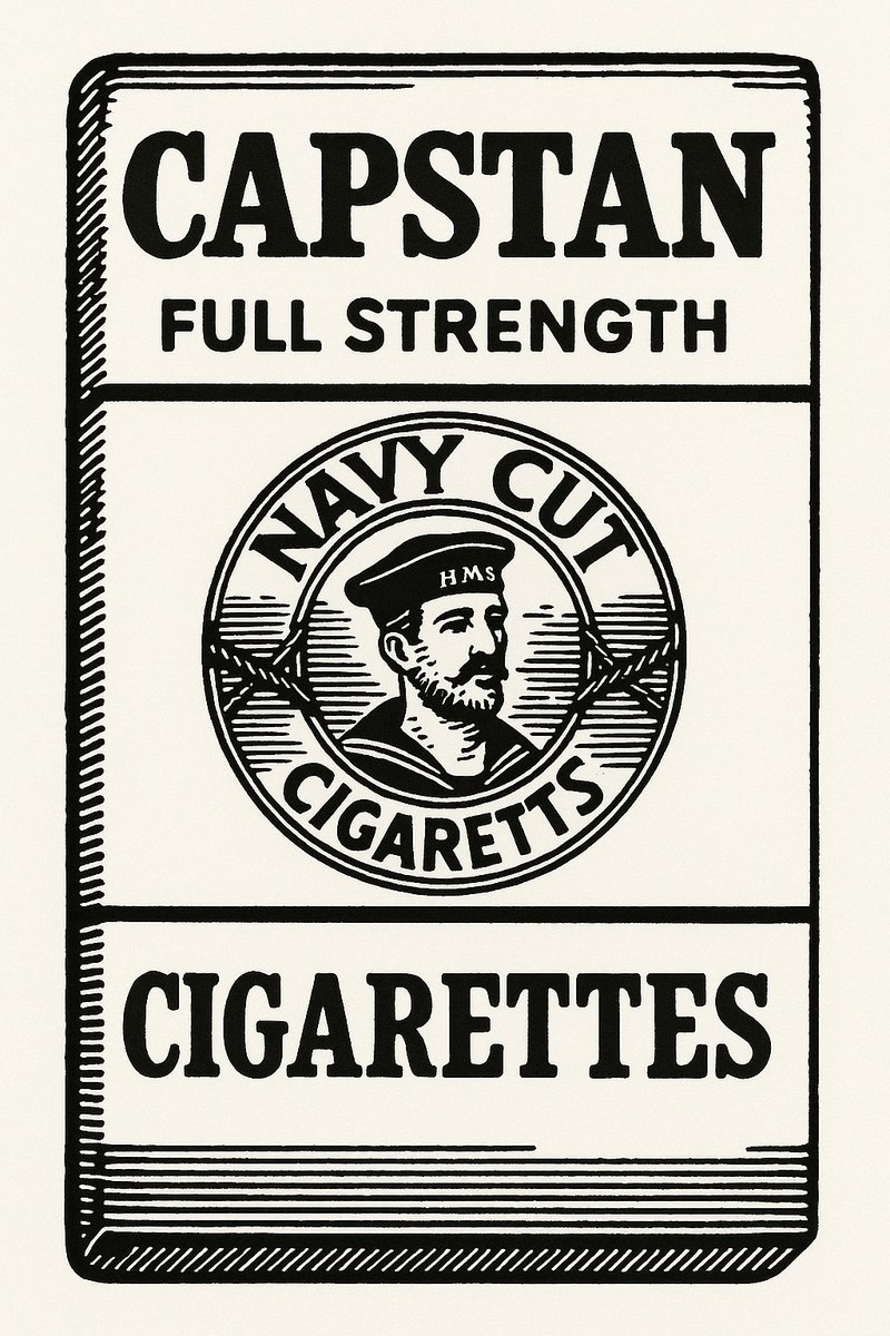 CAPSTAN (est. 1894): Once the empire's favourite flake. Made by Wills of  Bristol, Capstan was the naval man's smoke — strong, slow, and unforgiving.  Banned from WWII rations for being too harsh
