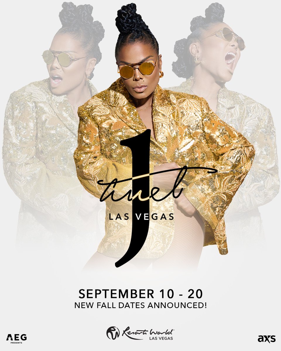 JanetJackson's tweet image. So excited to announce that we’ve just added six more shows to our Residency at Resorts World! A huge testament to your love and support. I’m forever grateful! The new dates are:
September 10, 13, 14, 17, 19, 20
You can also still see us in May on the following dates:
May 24,…