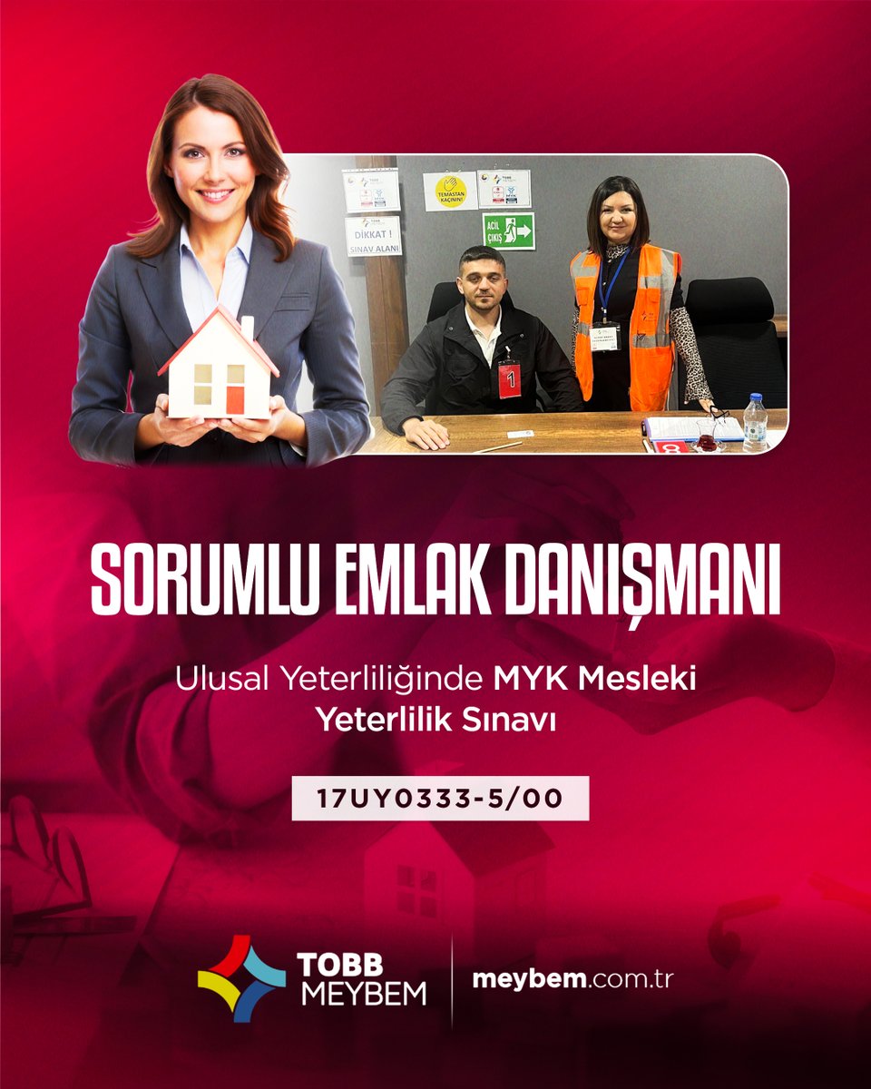 🏢 Sorumlu Emlak Danışmanı MYK Mesleki Yeterlilik Sınavı, Kars Ticaret ve Sanayi Odası’nda başarıyla tamamlandı!
🎯 Sınavı başarıyla geçen katılımcılarımızı mesleki yeterlilik belgeleri için tebrik ediyoruz.

📍 Detaylı bilgiye ulaşmak için: meybem.com.tr
