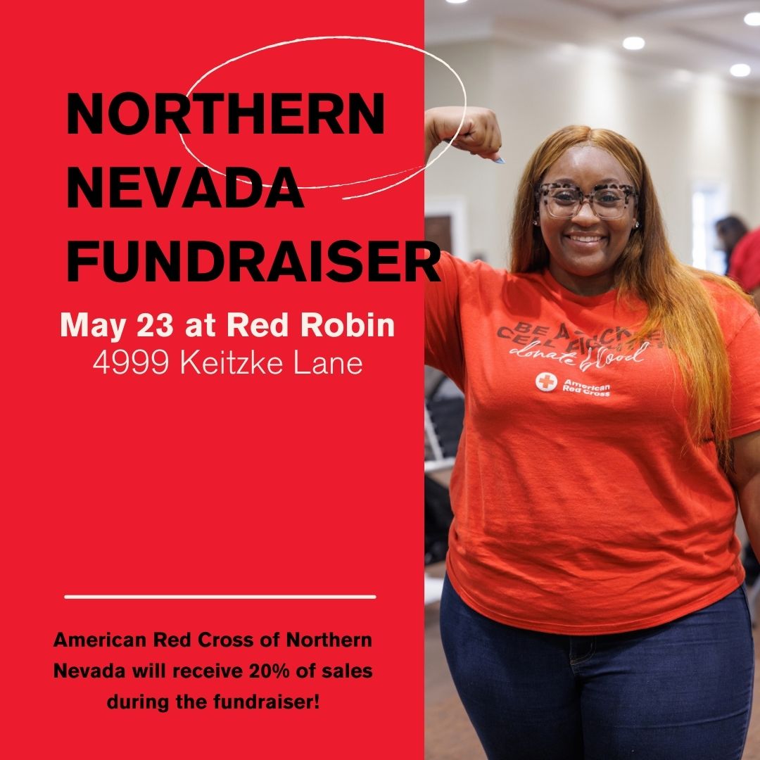 Burger night = fundraiser night! 🍔🥳 Eat at Red Robin on May 23 and support the American Red Cross of Northern Nevada just by showing the flyer or mentioning us! #BurgersForGood #RedCross #SupportNorthernNevada ❤️