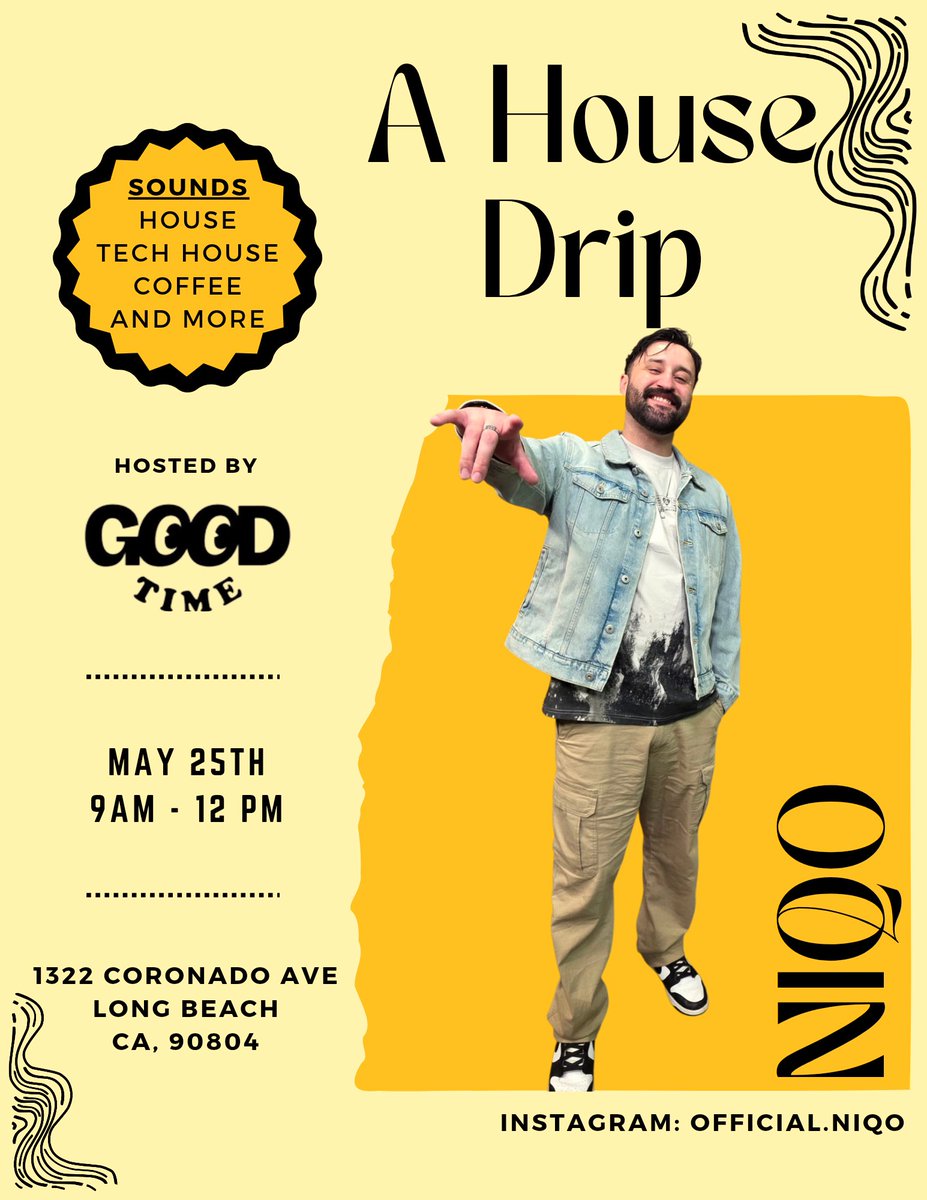 Nautolus's tweet photo. Extra! Extra! 🗞️ Hot off the press!
A House Drip is here!

Join DEJO, NAUTOLUS &amp; NIQO for a morning of House, Tech House, and Disco House that hits just right.
Goodtime Cafe
1322 Coronado Ave, Long Beach @goodtime.lb 
9AM – 12Noon
#SundayFunday #Housemusic #edm #LongBeach https://t.co/DdTPfHmcqR