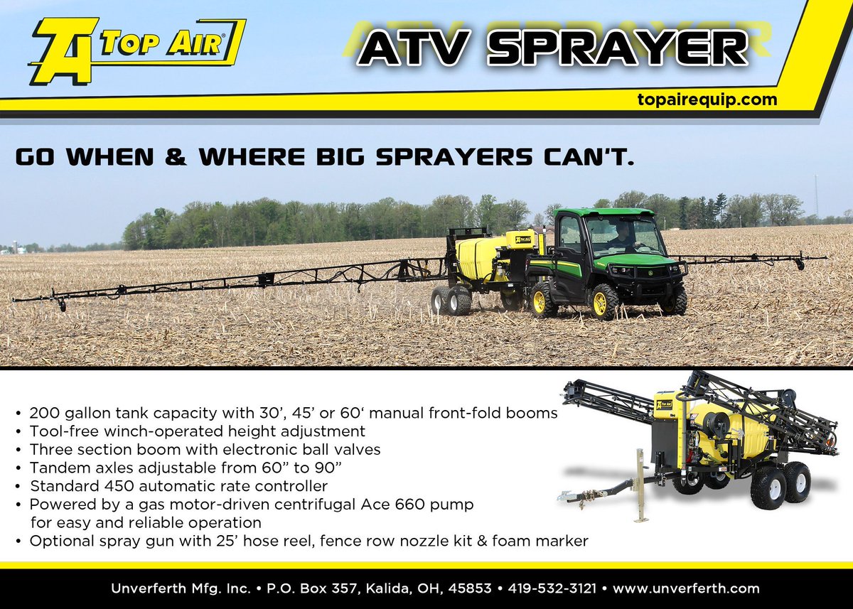 HolgateImpSales's tweet photo. Unfortunately, Mother Nature wants to keep the faucet on here in Northwest Ohio...😞   We are going to need to spray sometime.  We have New #UnverferthMfg Top Air ATV Sprayers in stock ready to go...  Give Northwest Ohio's Oldest Family Farm Equipment dealer a call today! https://t.co/Or9c4kbDpY