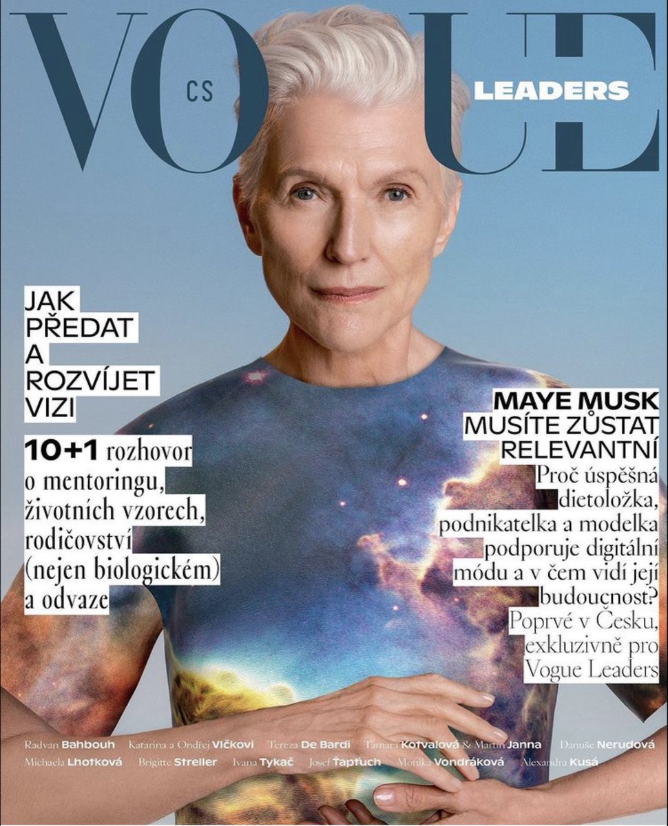 Maye Musk (@mayemusk) on Twitter photo My literary agent just notified me that the audio version of my book in Czech is renewed. That means they are using a really lovely voice to read my book. Thank you <a href="/NaklJOTA/">Nakladatelství JOTA</a> publishers.
Being on the Vogue Czech cover definitely helped 😉💖💖
#AWomanMakesAPlan
#ItsGreatToBe77 My literary agent just notified me that the audio version of my book in Czech is renewed. That means they are using a really lovely voice to read my book. Thank you <a href="/NaklJOTA/">Nakladatelství JOTA</a> publishers.
Being on the Vogue Czech cover definitely helped 😉💖💖
#AWomanMakesAPlan
#ItsGreatToBe77