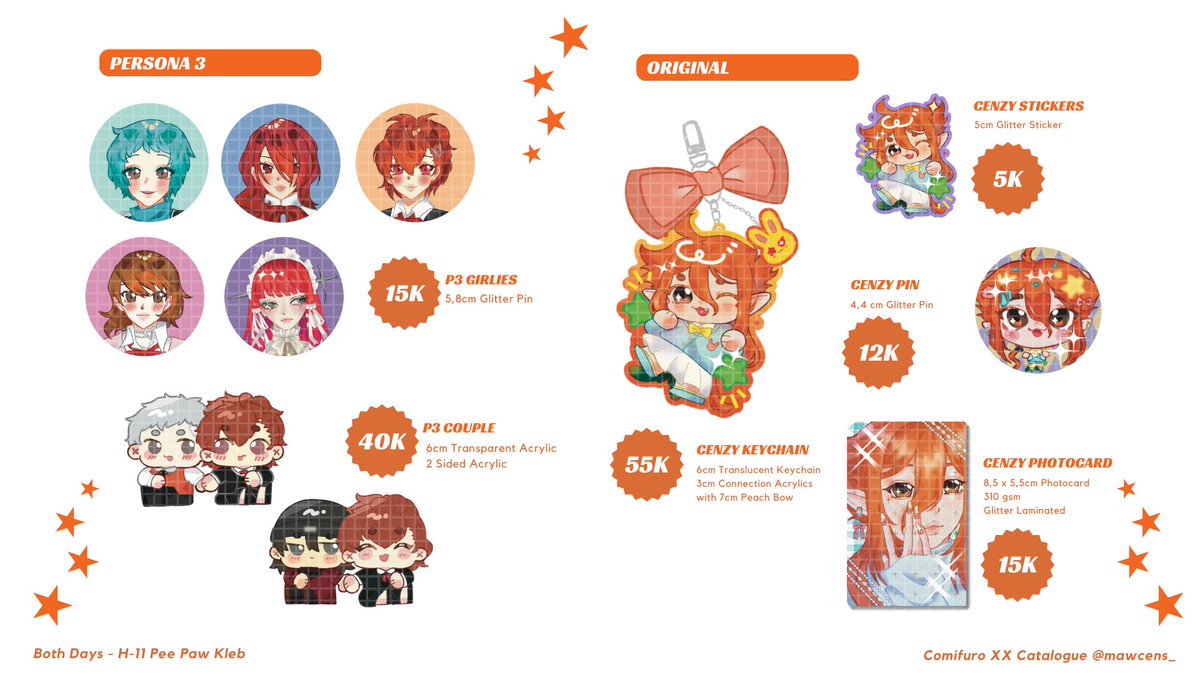 [🩷 &amp; 🔄 Appreciated!]

Hi! This is my OTS catalogue for #CFXX

📌 H-11 Pee Paw Kleb
📅 24-25 May 2025
🌱 Pikmin, Genshin Impact, Persona 3, ALNST, Original, Wuwa, Toploader Deco

#CFXXcatalogue #cf20catalogue #cf20