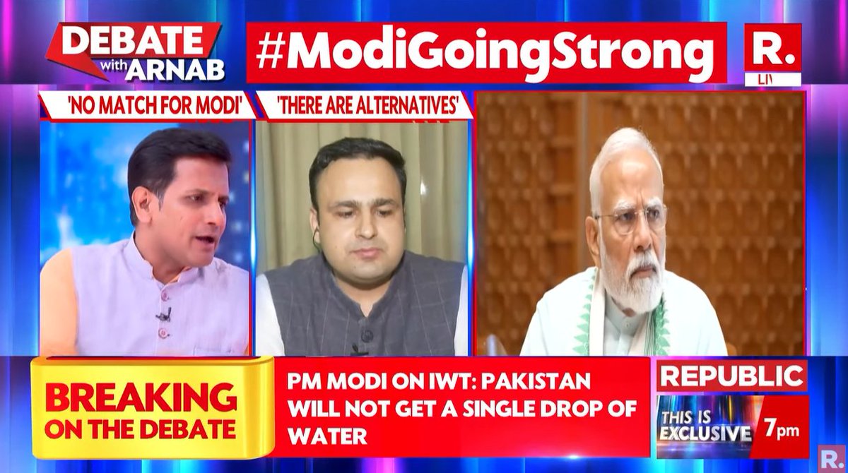 republic's tweet photo. #ModiGoingStrong | The wicked perversity of those accusing us of warning terrorists before eliminating them must be called out once and for all — this malicious narrative cannot be allowed to stand: BJP's @tuhins
On the Nation’s Sharpest Opinion, catch Arnab fire straight facts and pincer questions: https://t.co/H6zCDEUu0u…
#PMModi #NationFirst #NarendraModi #OperationSindoor #India
