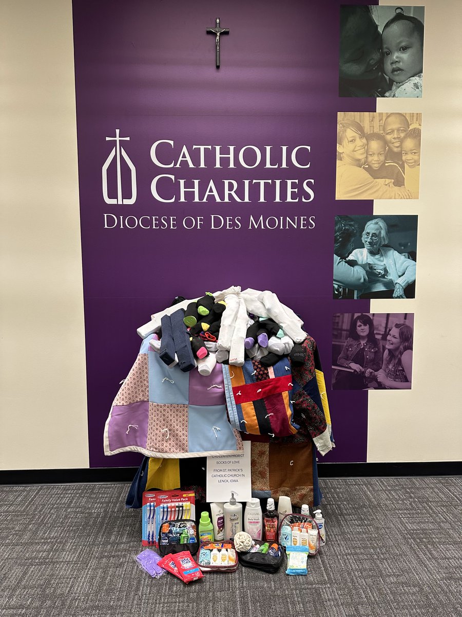 This week, the Catholic Charities Emergency Family Shelter received a generous donation from St. Patrick’s Catholic Church in Lenox, Iowa. As a part of their Lenten service project, the parish youth group created some “Socks of Love,”  our Emergency Family Shelter guests. #Thanks