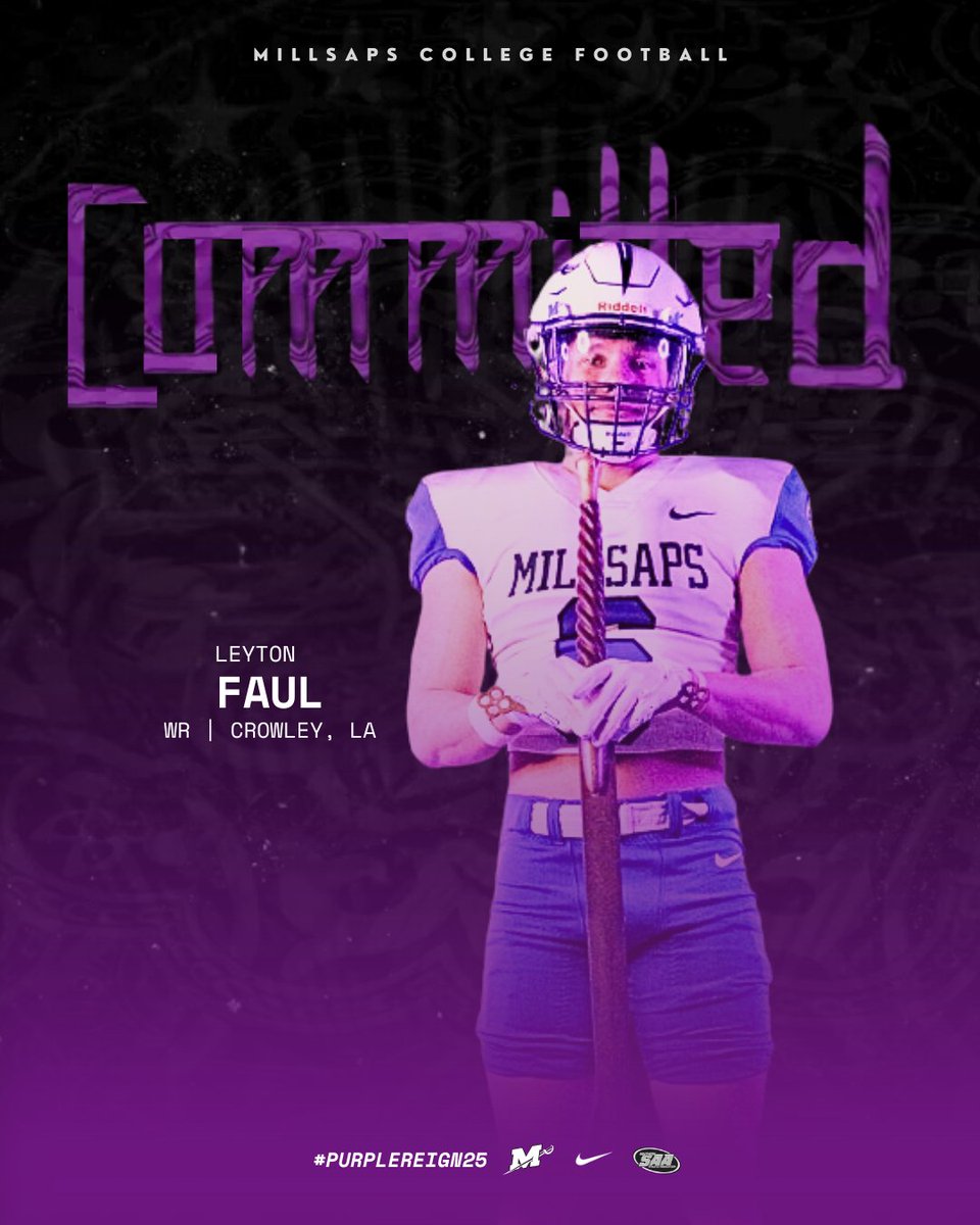 #Committed

Leyton Faul
Notre Dame HS
Crowley, LA

#PurpleReign25
