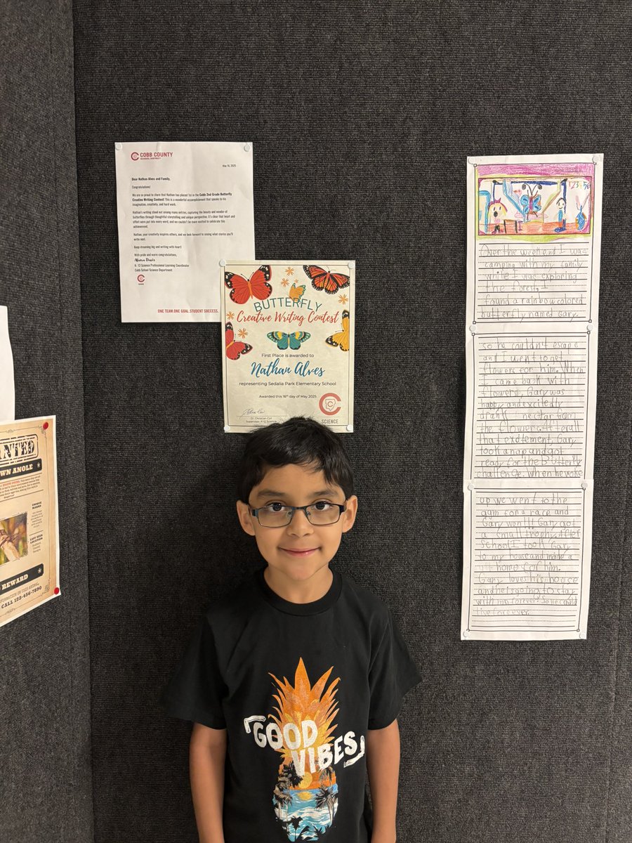 Lindsey Daniel (@spark4stem) on Twitter photo So proud of this author! He won the Sedalia Park butterfly writing contest. Then, went on to win the county writing contest! 🦋<a href="/cobbscience/">Cobb Science</a> <a href="/SedaliaParkES/">Sedalia Park Elementary School</a> So proud of this author! He won the Sedalia Park butterfly writing contest. Then, went on to win the county writing contest! 🦋<a href="/cobbscience/">Cobb Science</a> <a href="/SedaliaParkES/">Sedalia Park Elementary School</a>