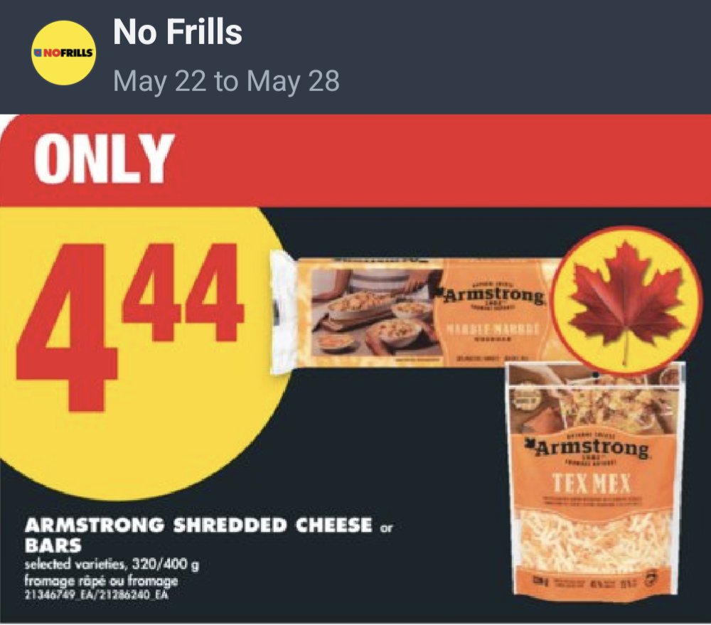 PGK_Keychains's tweet photo. 📢  Hot Deals in Barrie! 🔥 at No Frills

🧀 Armstrong CHEESE 400g $4.44 at #NoFrills

🍚 817 EB Basmati RICE 4kg $10.99

🍑 PEACHES $0.97/lb (2.14/kg)

🎍 ASPARAGUS $1.99/lb (4.39/kg)

Thu May 22 to Wed May 28

#Barrie #Orillia #DealsInBarrie @nofrillsCA https://t.co/OFfzjyi4cQ