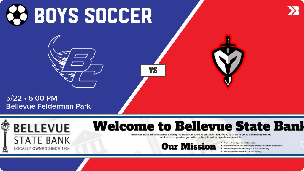 Boys Soccer (Varsity) Game Day! - Check out the event preview for the The Bellevue Comets vs The Marquette Catholic Defenders. It starts at 5:00 PM and is at Bellevue Felderman Park. gobound.com/ia/ihsaa/boyss…