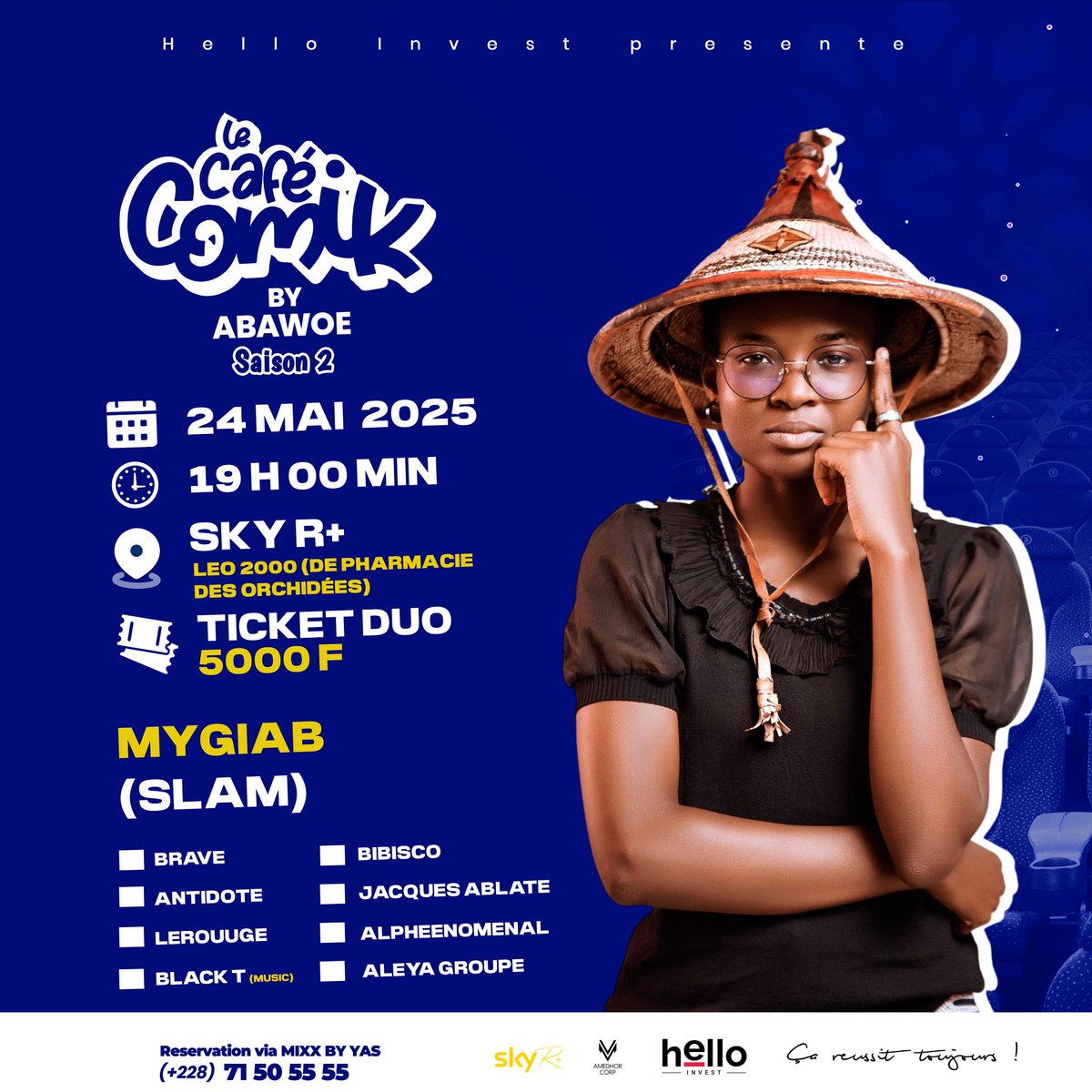 Ma Mygmif, ce samedi 24 Mai, j’aurai le plaisir de partager mes vers sur la scène du Café Comik by #ProfesseurAbawoe.🤩

C’est le dernier épisode de cette saison alors viens passer un bon moment avec nous.✨

Ça ne s’explique pas, ça se vit…🖤🌟

#cafecomik #slam #mygiab