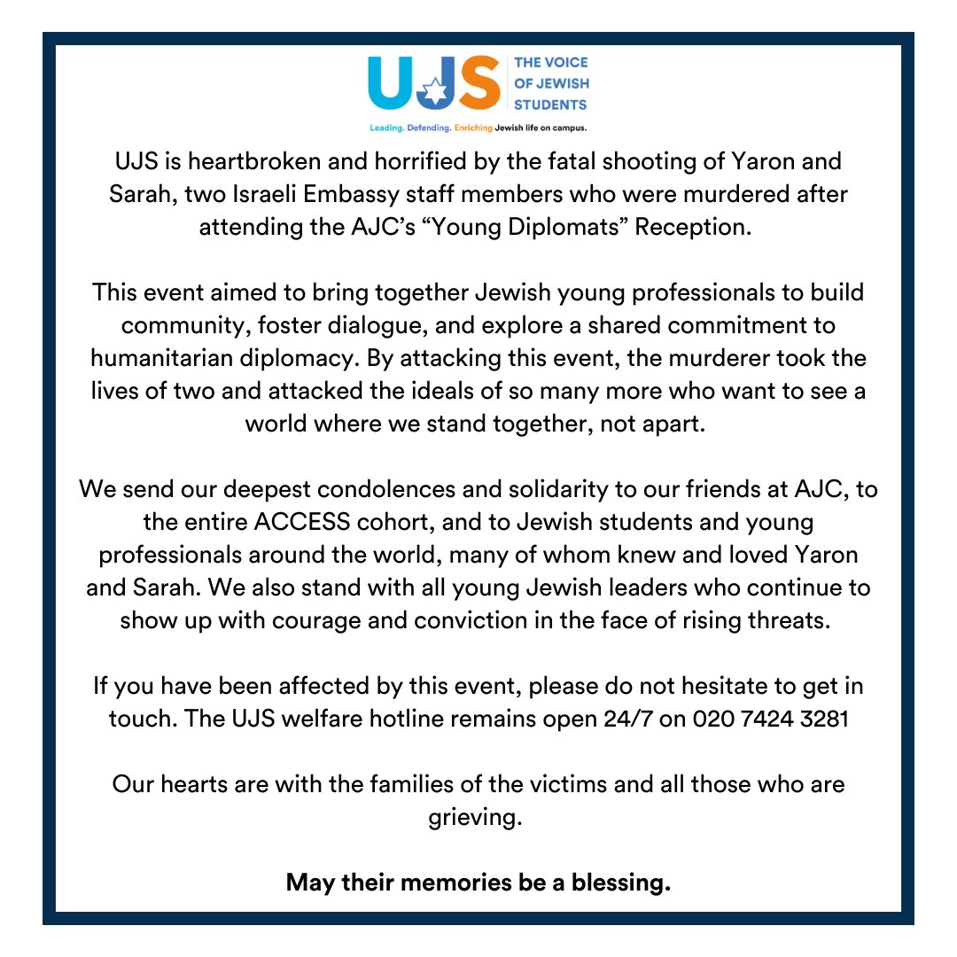 We send our deepest condolences and solidarity to our friends at AJC, to the entire ACCESS cohort, and to the family and friends of Yaron and Sarah. May their memories be a blessing