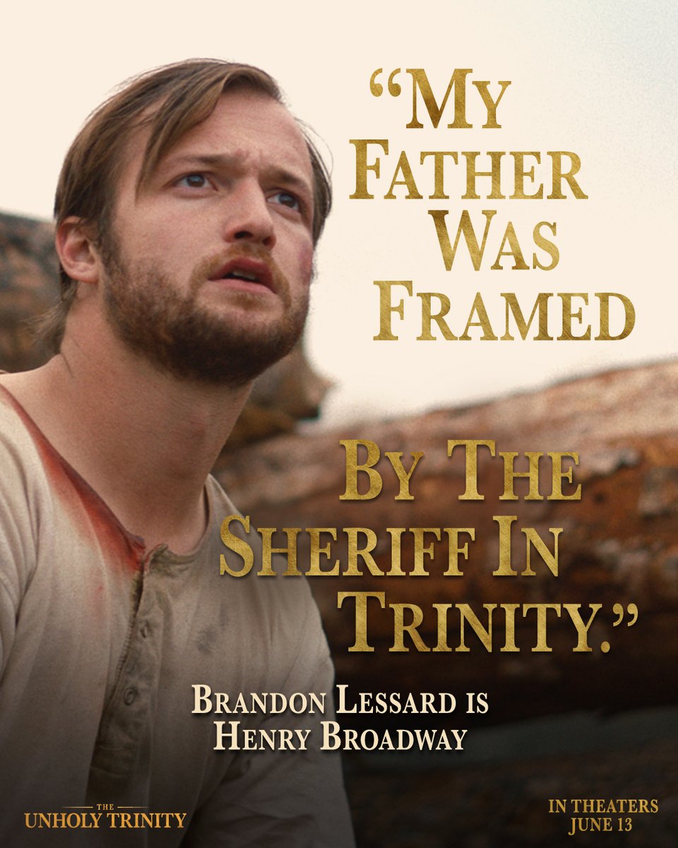 It’s time to settle the score. Brandon Lessard stars as Henry Broadway, a man seeking vengeance for the wrongful death of his father. The Unholy Trinity hits theaters June 13. #theunholytrinity