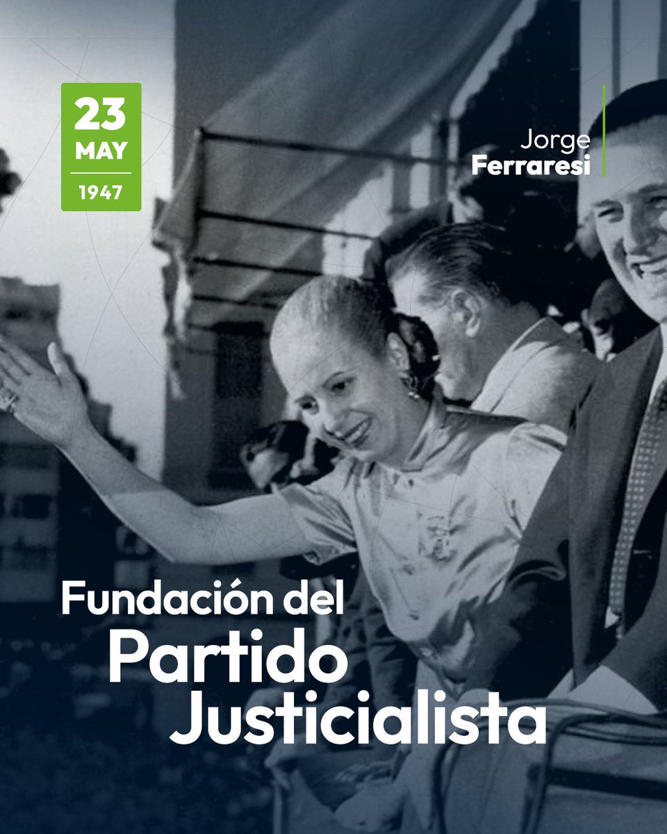 jorgeferraresi's tweet photo. Hace 78 años se unificaban todos los sectores que apoyaban al General Perón, dando origen al actual Partido Justicialista y consolidando las ideas de soberanía nacional, independencia económica y justicia social.

Seguiremos ese legado peronista, trabajando y militando por la unidad de todo el campo popular porque es la única manera de defender a nuestro pueblo.