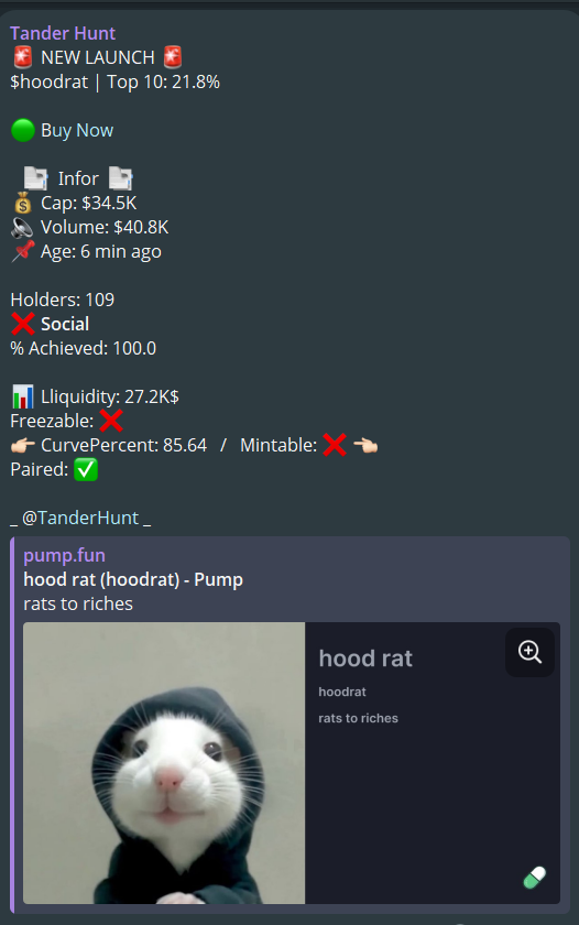 TanderhuntCall's tweet photo. #HOODRAT – X140.1 😱
From 34.5K → 4.8M (ATH 5.4M$)!
I caught the perfect entry and held — unreal gains!
This is the power of the bot call channel.
Real signals. Real results.
 Next moonshot is coming. Be ready.

GNYLexaKyy7GHX8wiKVCmohNcuh6fvtrFkPsbVypump
TF: $XBT $King $USDUC https://t.co/64vVDWzbR8