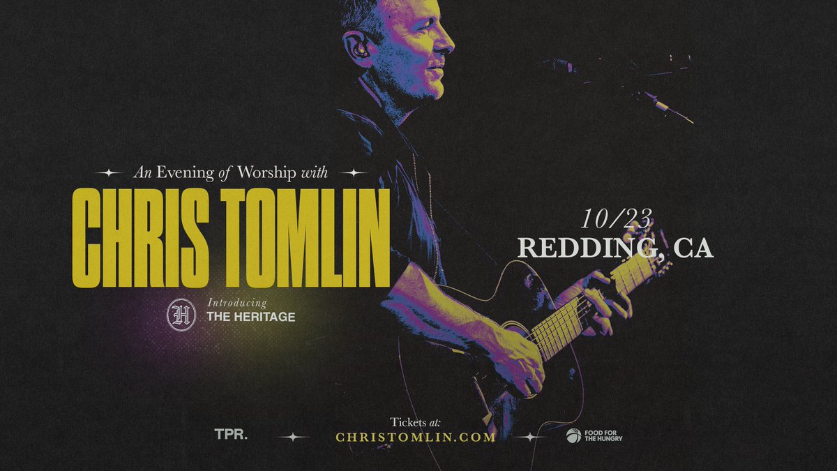 🎤 Chris Tomlin is making a stop in Redding on Oct 23 and the local presale just went live! 🙌🏼 He'll be introducing The Heritage for a powerful evening of worship you won't forget! 🔐 Use password REDDING and grab your tickets now! bit.ly/chris-tomlin-r…