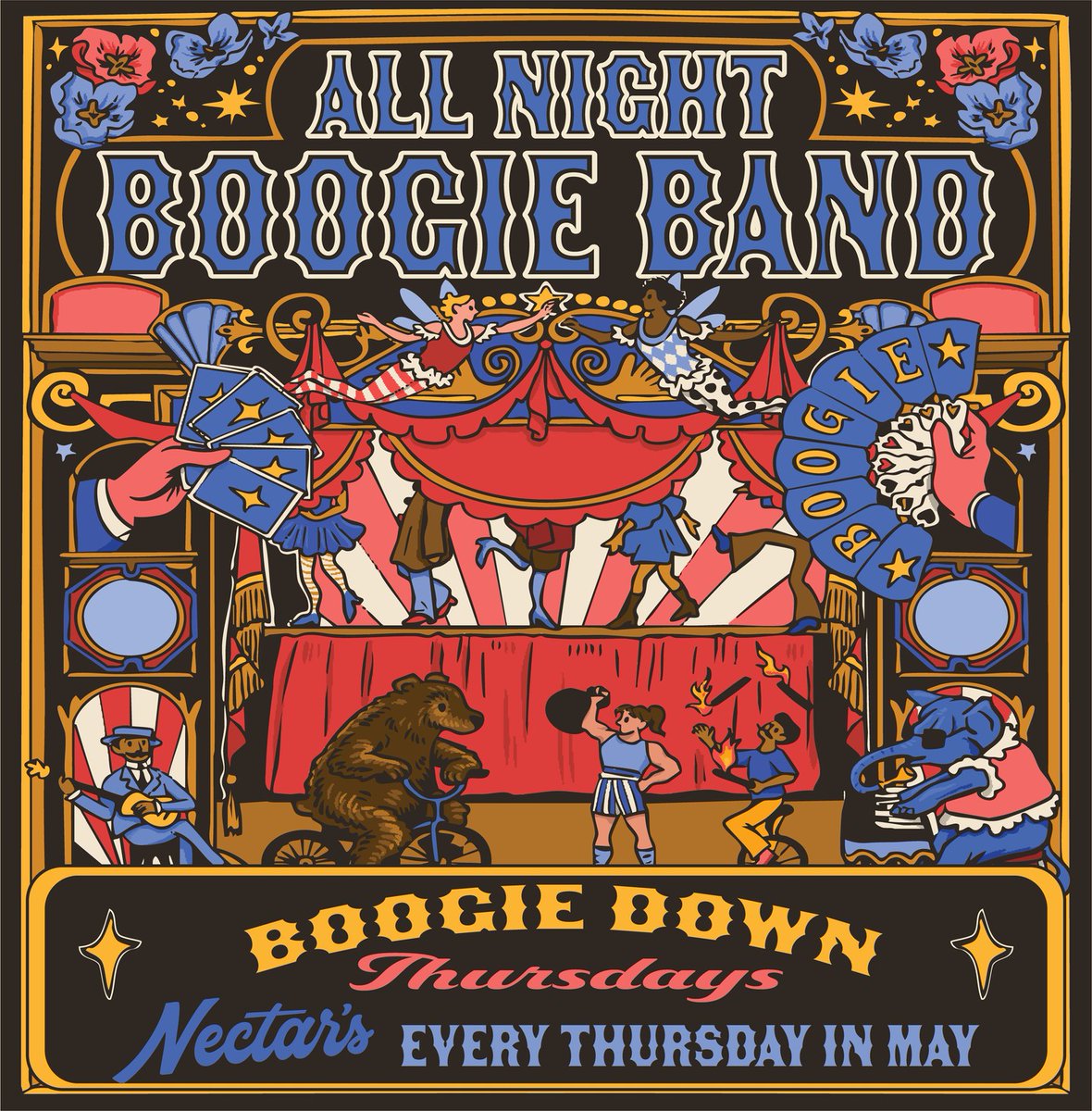Only two more chances to get your boogie on at Boogie Down Thursdays w/ All Night Boogie Band. We better see you there TONIGHT! Limited 18+ tix available.

🎟: bit.ly/43lLslC