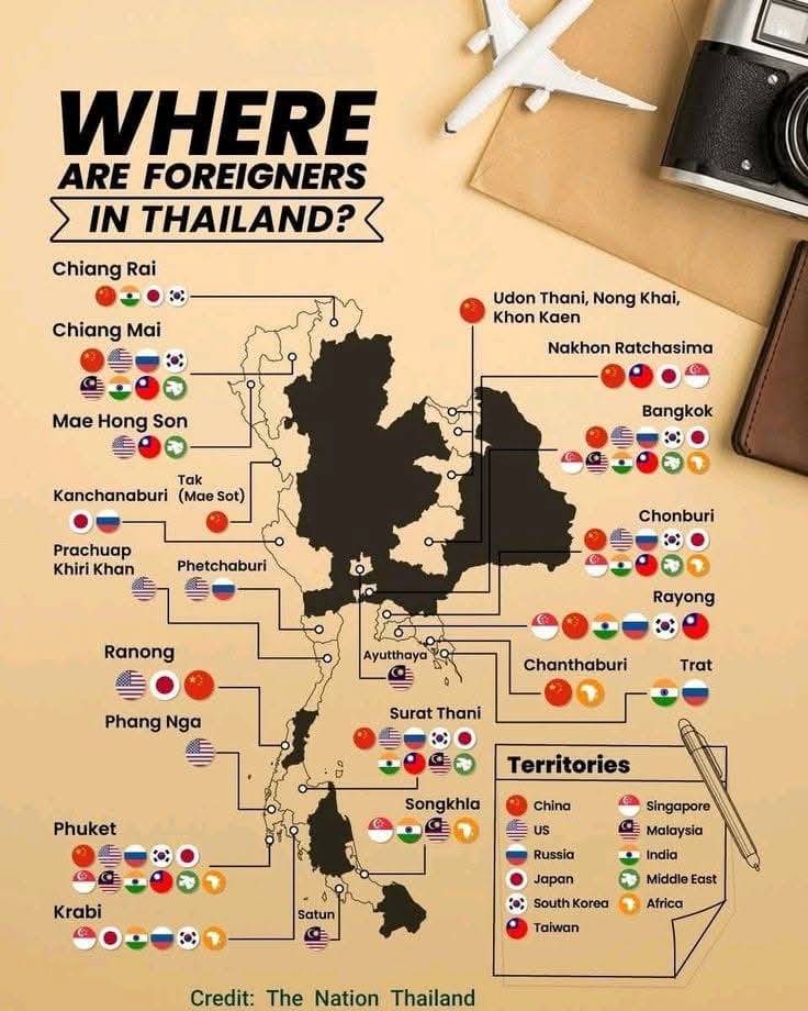 Discover where expats are thriving across #Thailand .

From Chiang Mai to Phuket, see which nationalities are calling these vibrant cities home  🇹🇭

Credit: The Nation Thailand .

SouthEast Asian Gallery.