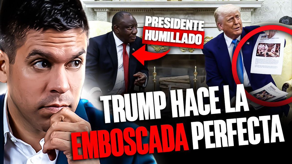 Trump sorprende al presidente de Sudáfrica mostrando en la Casa Blanca un video de políticos incitando al genocidio de granjeros blancos: “Bajen las luces y pongan esto”.

youtu.be/y4jaNVhtlis?si…