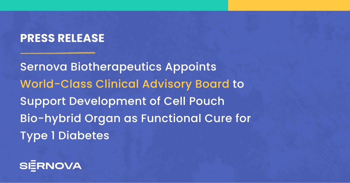 We are proud to announce the formation of our Clinical Advisory Board. This globally respected group of experts will provide critical guidance as we advance our Cell Pouch Bio-hybrid Organ for people with type 1 diabetes.

Explore the board: sernova.com/press_releases…