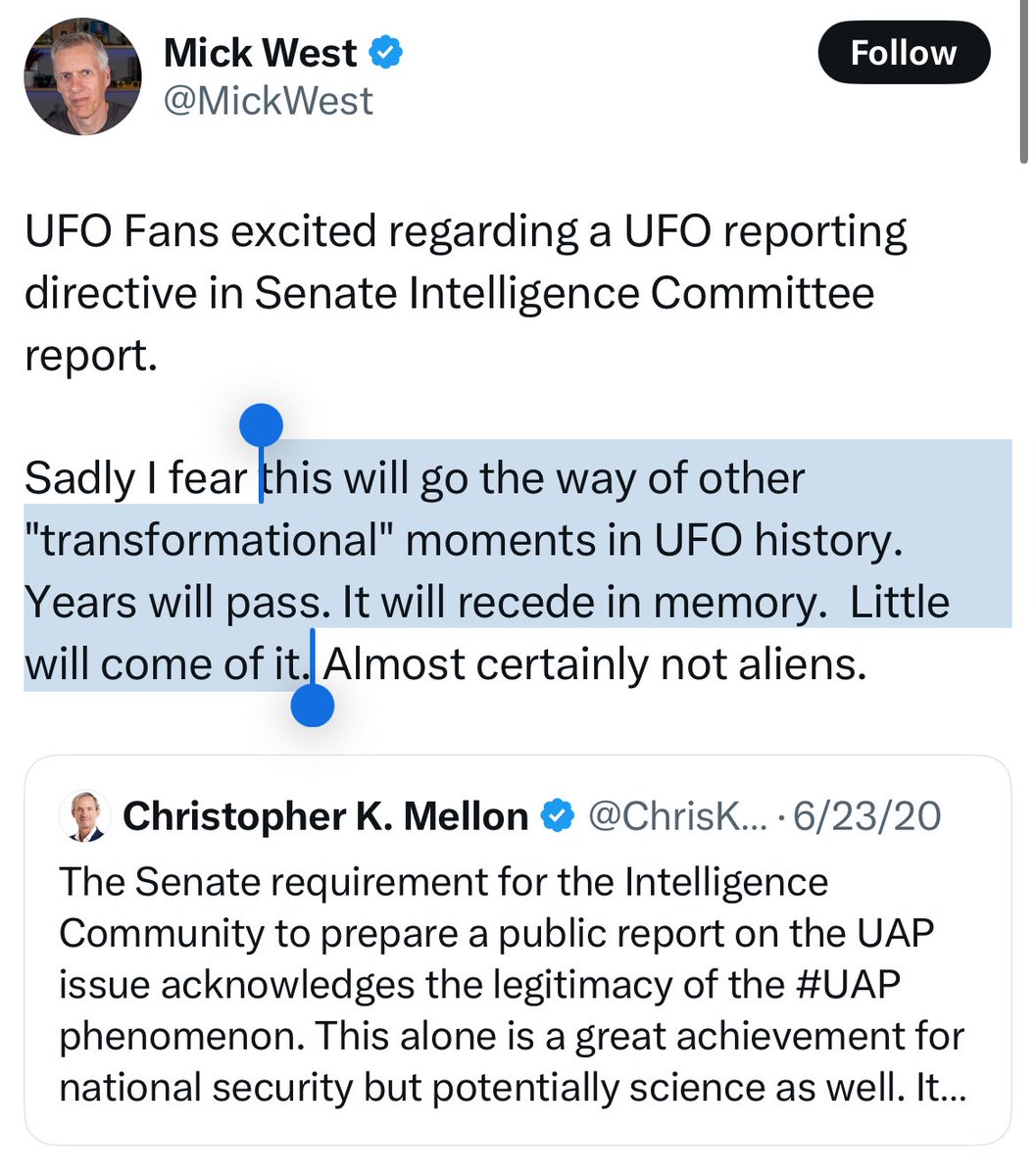 1970-2020: No official UAP activity

2020: West declares “Little will come” of legislation

2022: House hearing

2023: Senate hearing

2023: UAP Disclosure Act

2023: House hearing

2024: House hearing

2024: Senate hearing

2025: 2 House hearings [TBD]

TBD: “Age of Disclosure”