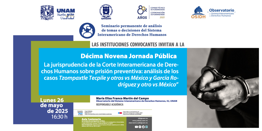 Instituto de Investigaciones Jurídicas, UNAM (@iijunam) on Twitter photo Participa en nuestra Conferencia: "La jurisprudencia de la <a href="/CorteIDH/">Corte Interamericana de Derechos Humanos</a> sobre pp: análisis de los casos Tzompaxtle Tecpile y otros vs México y García Rodríguez y otro vs México".
🗓️ 26/05/25
⌚ 16:30 hrs
📍 #IIJUNAM
📲 Regístrate aquí 👉 tinyurl.com/3j6542an
🔴 Sigue el #live Participa en nuestra Conferencia: "La jurisprudencia de la <a href="/CorteIDH/">Corte Interamericana de Derechos Humanos</a> sobre pp: análisis de los casos Tzompaxtle Tecpile y otros vs México y García Rodríguez y otro vs México".
🗓️ 26/05/25
⌚ 16:30 hrs
📍 #IIJUNAM
📲 Regístrate aquí 👉 tinyurl.com/3j6542an
🔴 Sigue el #live