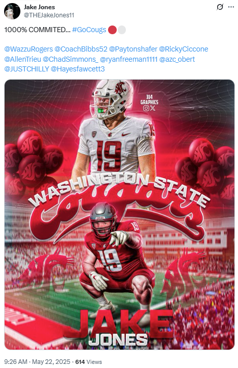 CoachMikeShafer's tweet image. Congrats @THEJakeJones11! It’s been a pleasure assisting you and your family throughout the recruiting process. Appreciate your trust in me. Cougs are getting a BEAST on the DL! @CoachMikeShafer #MikeShafersCFBProspects #TrustedTheProcess #Believed #WeChaseGreatness #AZProspect