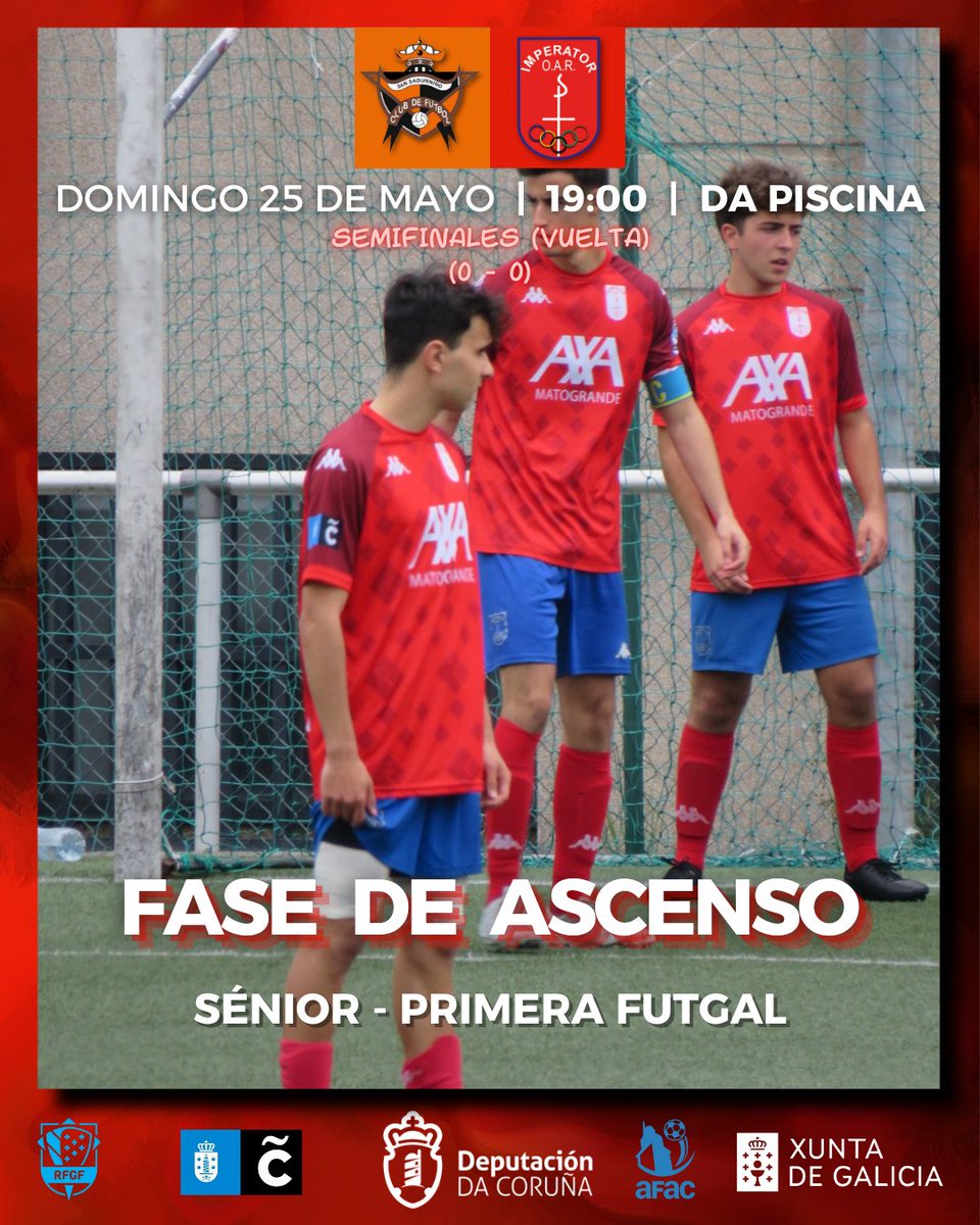 ImperatorOar's tweet photo. 🔴⬆️PLAY OFF DE ASCENSO A PRIMERA FUTGAL
📆Domingo 25 de mayo
🗓️Semifinales (Vuelta)
🏟️Da Piscina (San Sadurniño)
🕐19:00h
🆚San Sadurniño
#forzaimper❤️💙 https://t.co/TD0yERTPMb