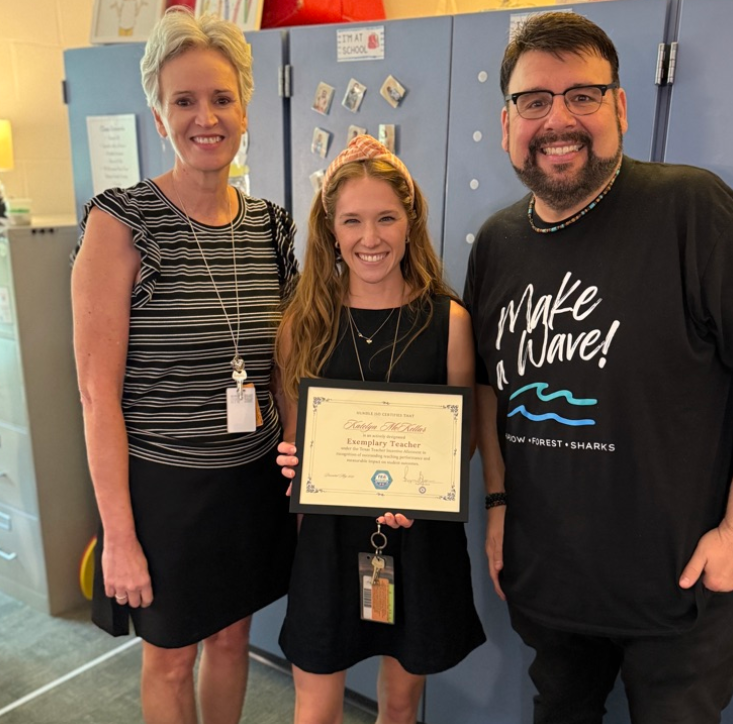 HumbleISD_SFE's tweet photo. To say we are proud to call Mrs. McKellar a shark would be a huge understatement.   

Today she was presented with the designation of "Exemplary Teacher" by Humble ISD for her outstanding performance and proven impact on the growth of her students!

#sfesharks #humbleisd https://t.co/1teFAsgXXb