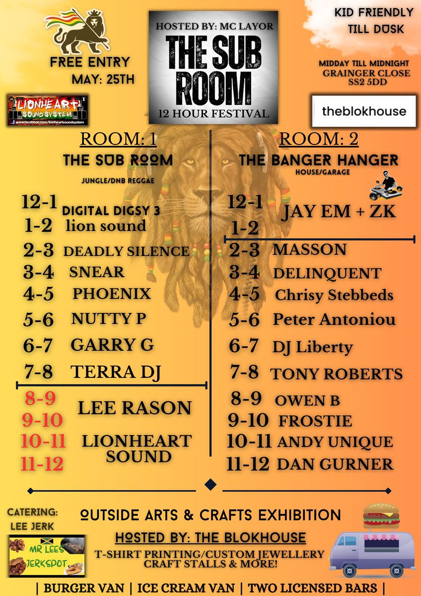 This bank holiday Sunday, food, art and good music. Brought to you by some of the finest talent in Southend. 

#thesubroom #lionheartsound