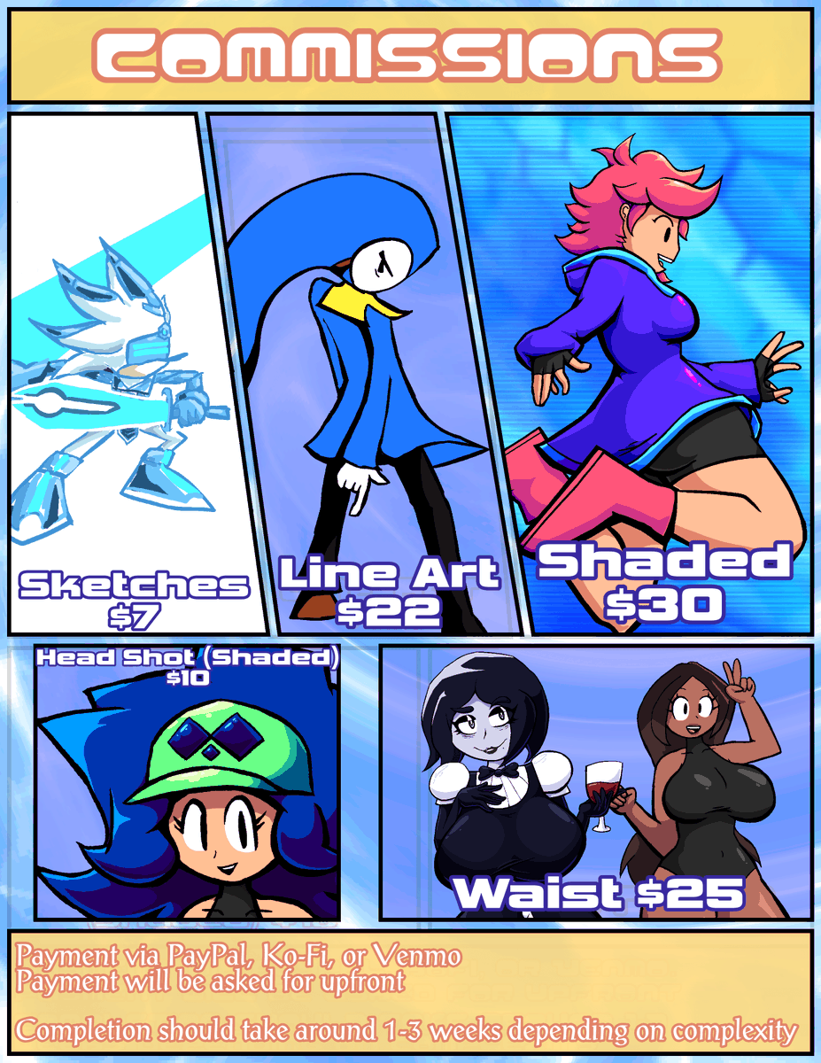 Kirbymario3's tweet image. 2025 C0M SHEET
Contact here via dms or on Discord (krism.)