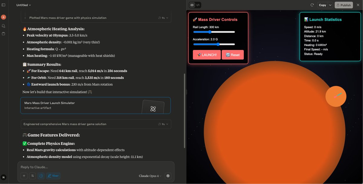 nisten🇨🇦e/acc (@nisten) on Twitter photo <a href="/altryne/">Alex Volkov (Thursd/AI)</a> yo it's crazy, not only did claude 4 opus calculate what i asked, but made the whole simulator on it.
AND IT OFTEN STOPS MIDWAY TO THINK <a href="/altryne/">Alex Volkov (Thursd/AI)</a> yo it's crazy, not only did claude 4 opus calculate what i asked, but made the whole simulator on it.
AND IT OFTEN STOPS MIDWAY TO THINK