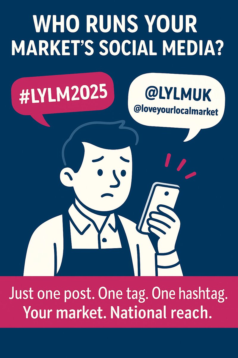 Hey markets! Who runs your social? Send them this: tag @LYLMUK + use #LYLM2025 on your existing posts to join the biggest UK market celebration.
Hundreds of markets are already on board — why not yours?
More info &amp; tools:
👉 loveyourlocalmarket.nabma.com/resources
#MadeByMarkets