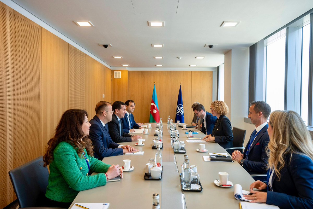 Radmila Shekerinska (@depsecgennato) on Twitter photo Good to welcome <a href="/HikmetHajiyev/">Hikmet Hajiyev</a>, Assistant to the President of #Azerbaijan to #NATO HQ. We discussed NATO-Azerbaijan relations and regional security. NATO values its partnership with 🇦🇿. The South Caucasus is a region of key importance for the Alliance. Good to welcome <a href="/HikmetHajiyev/">Hikmet Hajiyev</a>, Assistant to the President of #Azerbaijan to #NATO HQ. We discussed NATO-Azerbaijan relations and regional security. NATO values its partnership with 🇦🇿. The South Caucasus is a region of key importance for the Alliance.